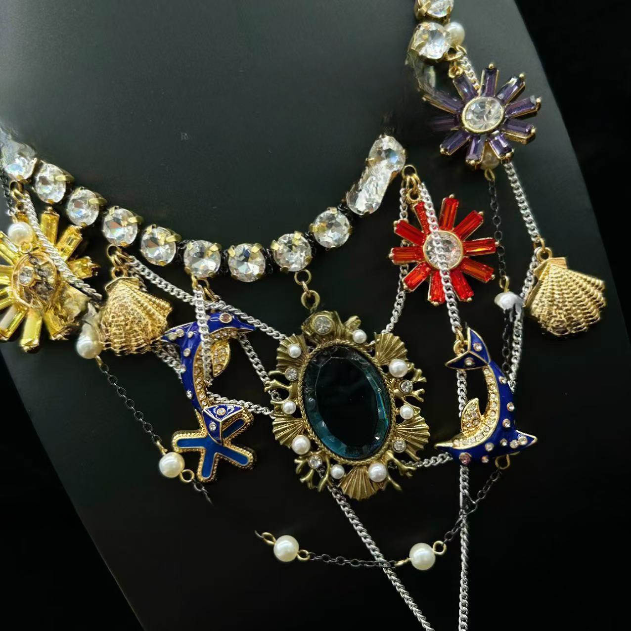 multilayer rhinestone necklace