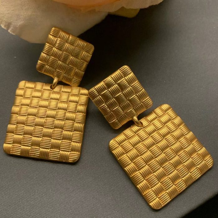 Gold Plated Earrings Women's Square Earrings New Earrings Personalised Earrings Simple Style