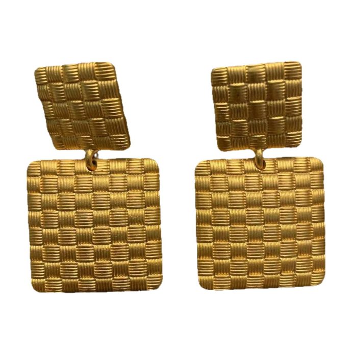 Gold Plated Earrings Women's Square Earrings New Earrings Personalised Earrings Simple Style - Image 3