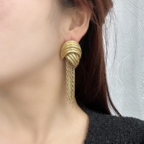 Gold Tassel Earrings Fashionable Long Earrings Mediaeval Retro Heavy Industry Design Atmospheric French High End Earrings Women's Jewellery