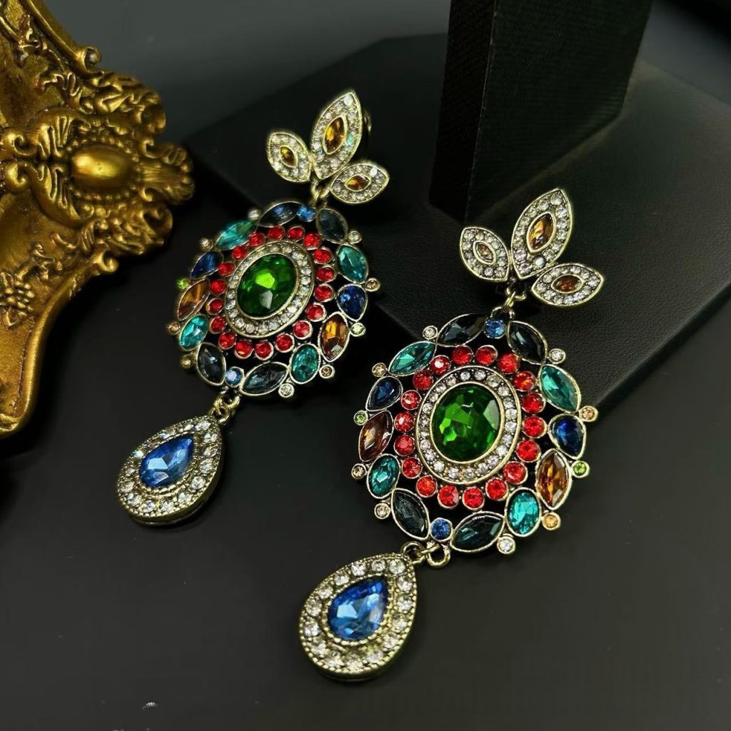 Bohemian Rhinestone Dangle Statement Earrings