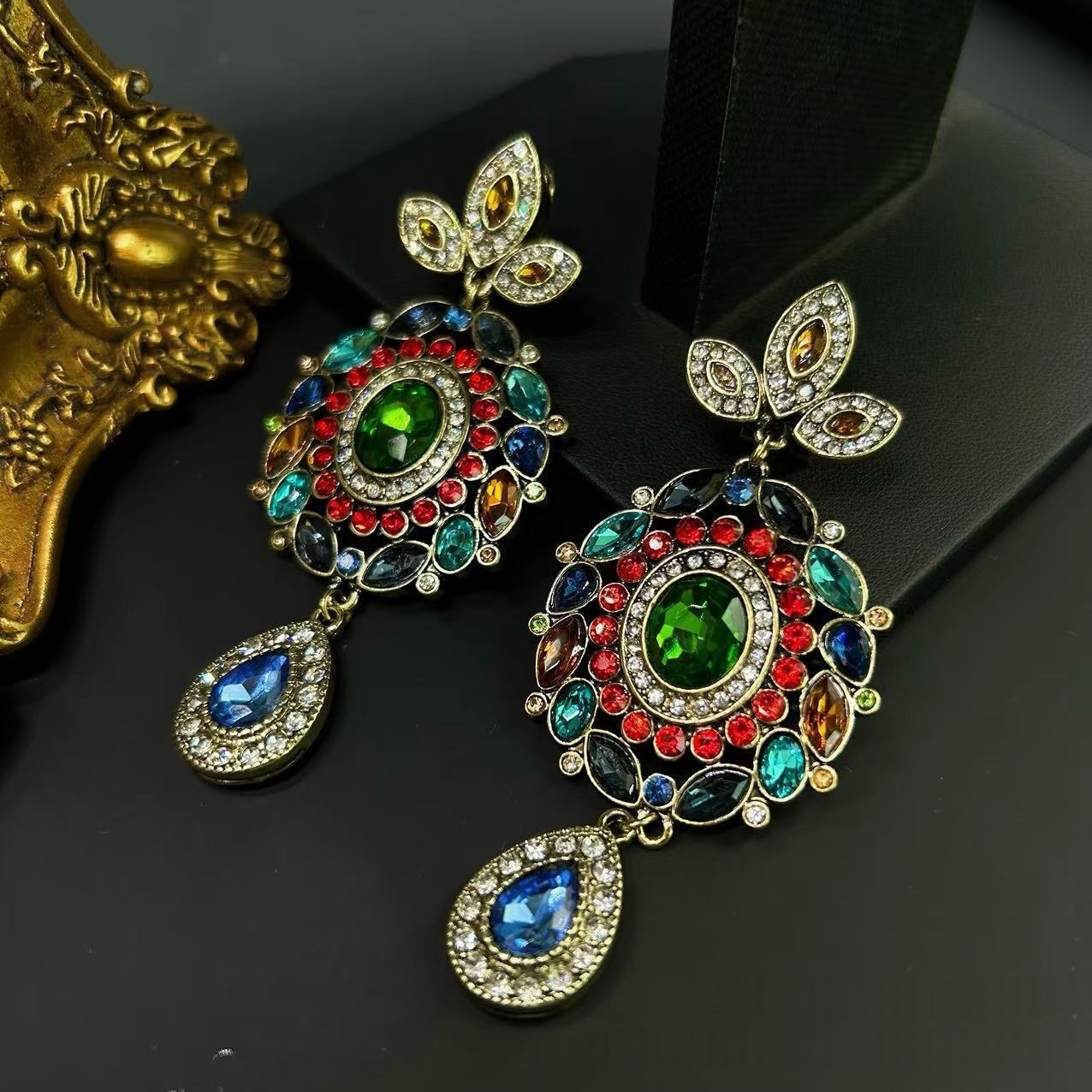 Bohemian Rhinestone Dangle Statement Earrings