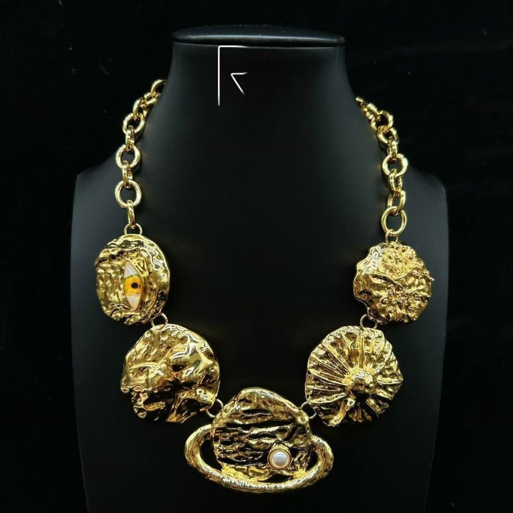 Chunky Gold Evil Eye Planet Statement Necklace