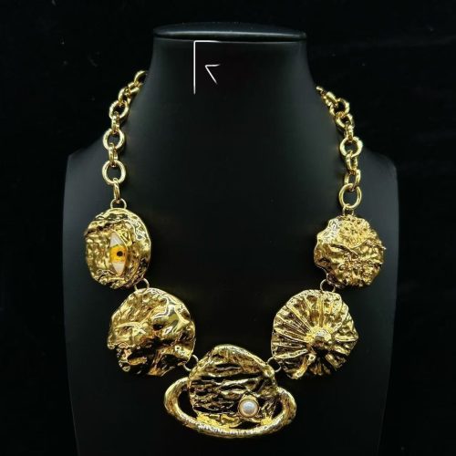 Chunky Gold Evil Eye Planet Statement Necklace