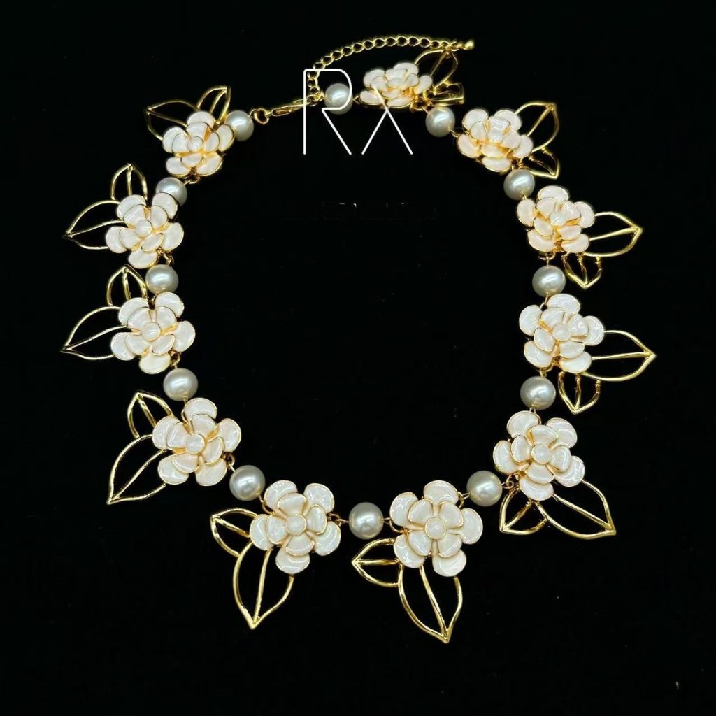 black flower necklace