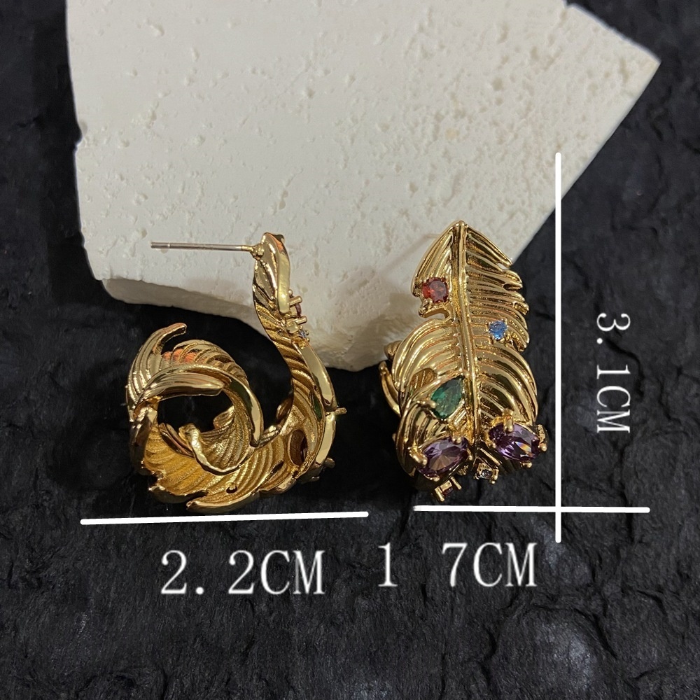 gold leaf earrings studs