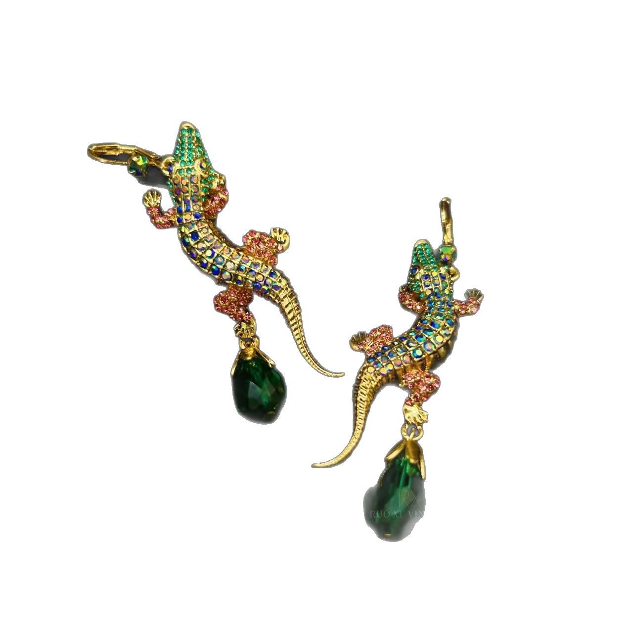 green earrings