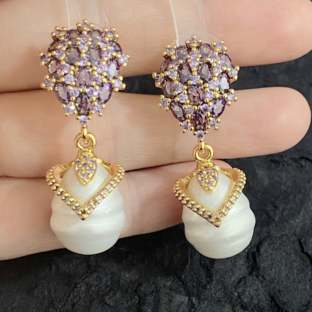 pearl and rhinestone earrings