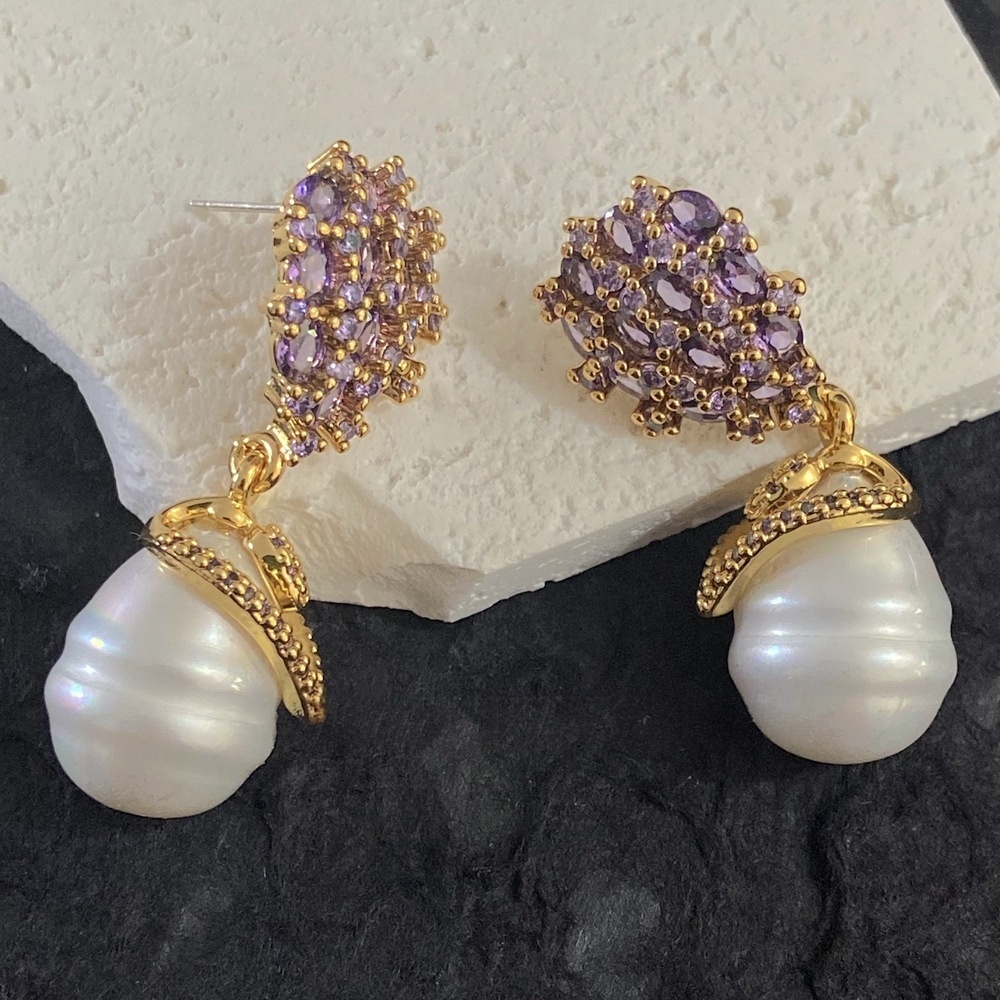 purple and gold earrings
