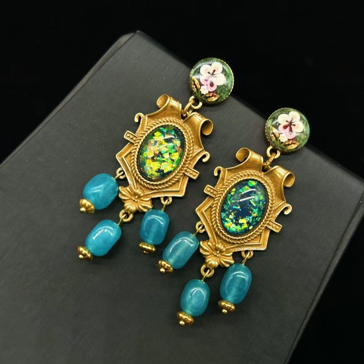 simulated opal statement earringssimulated opal statement earrings