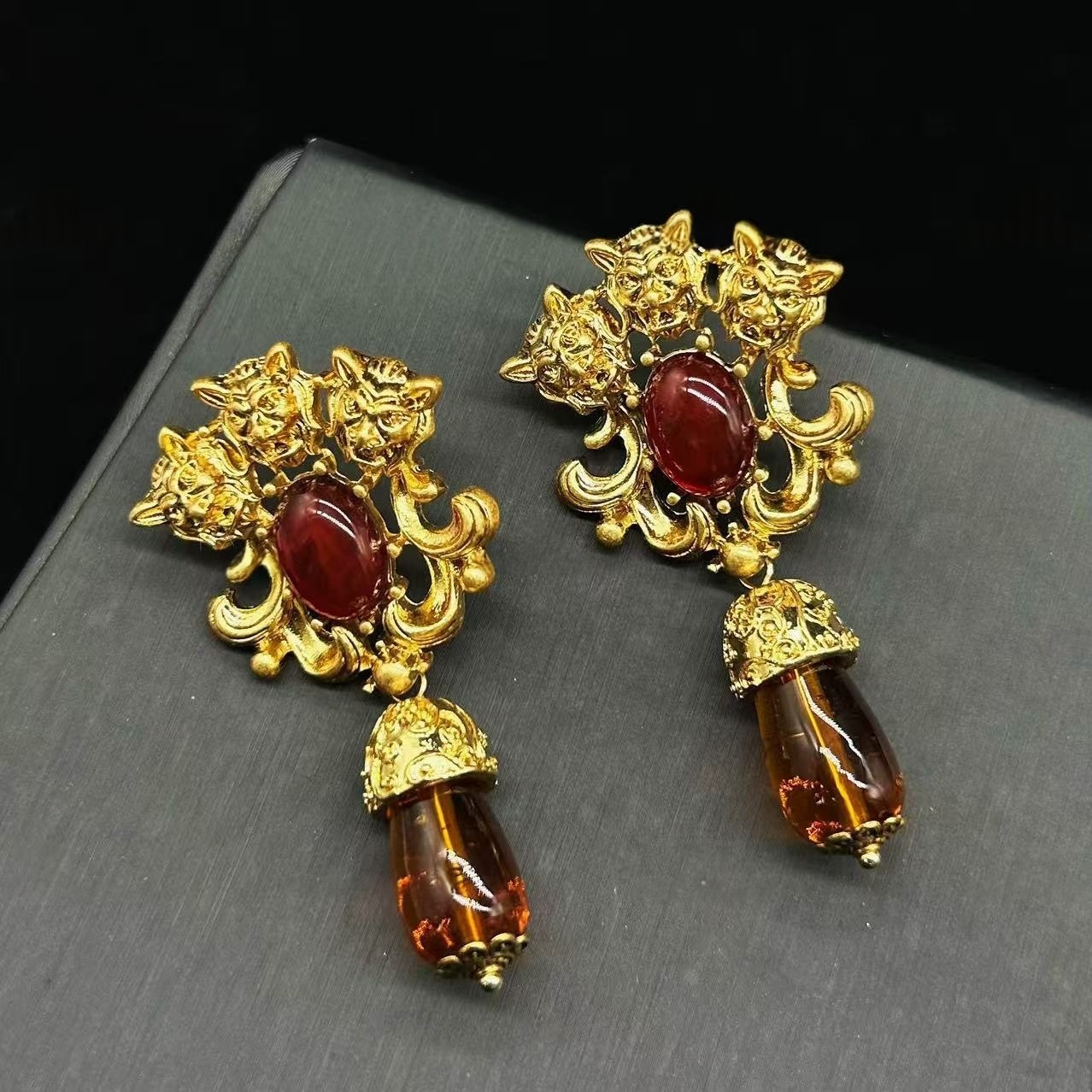 vintage amber earrings