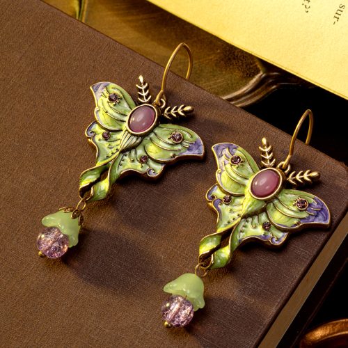 Enamel Butterfly Earrings - Vintage Style, Sweet and Playful Design