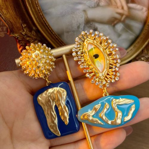 evil eye enamel earrings