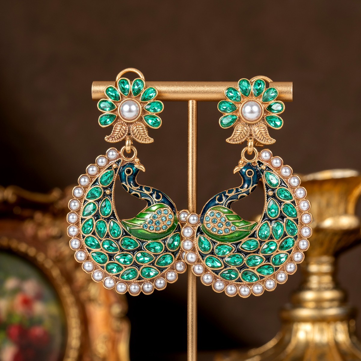 Peacock Chandelier Earrings