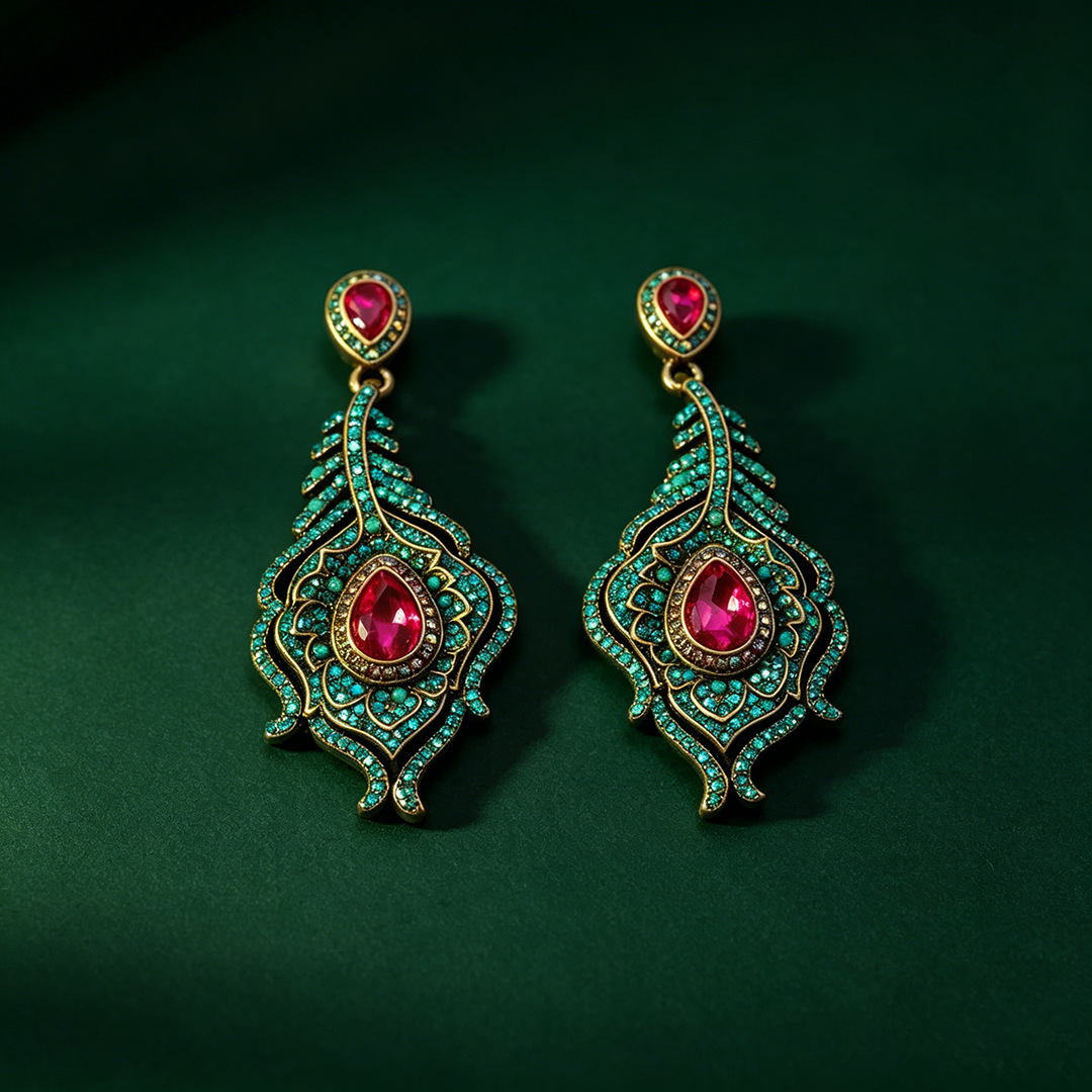 antique gold ethnic statement drop earrings