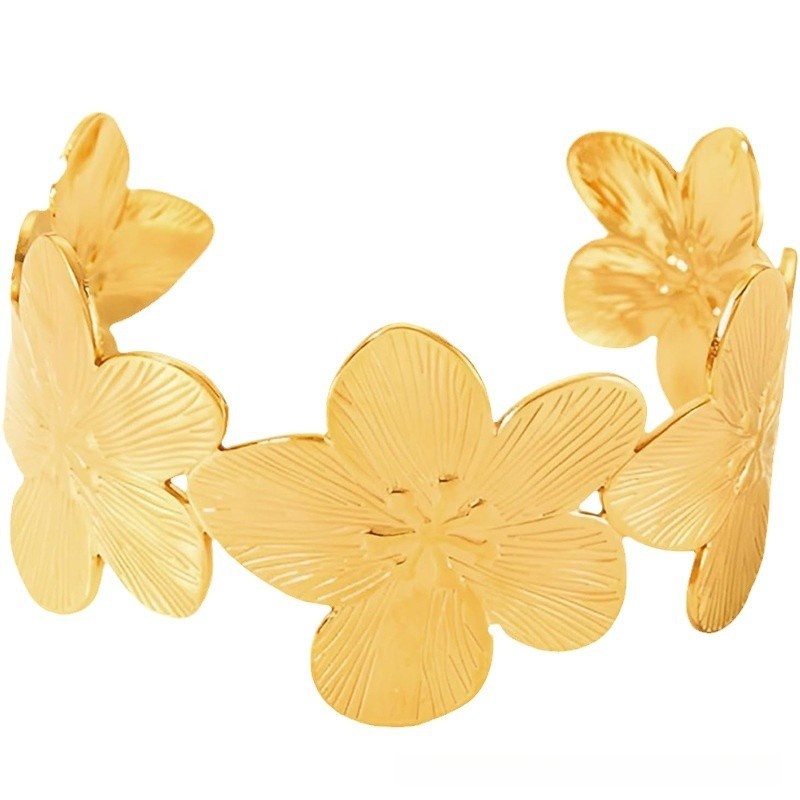 boho 3D floral adjustable cuff bracelet