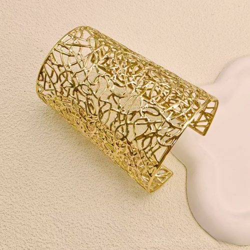 boho lace metal wide open cuff bangle