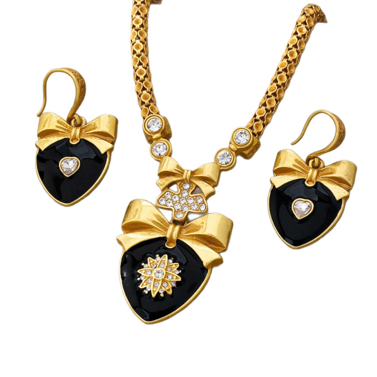 crystal embellished vintage costume jewelry set