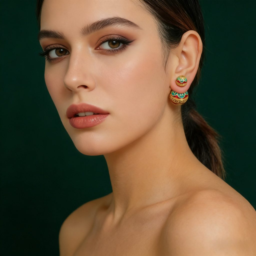 enamel jhumka earrings