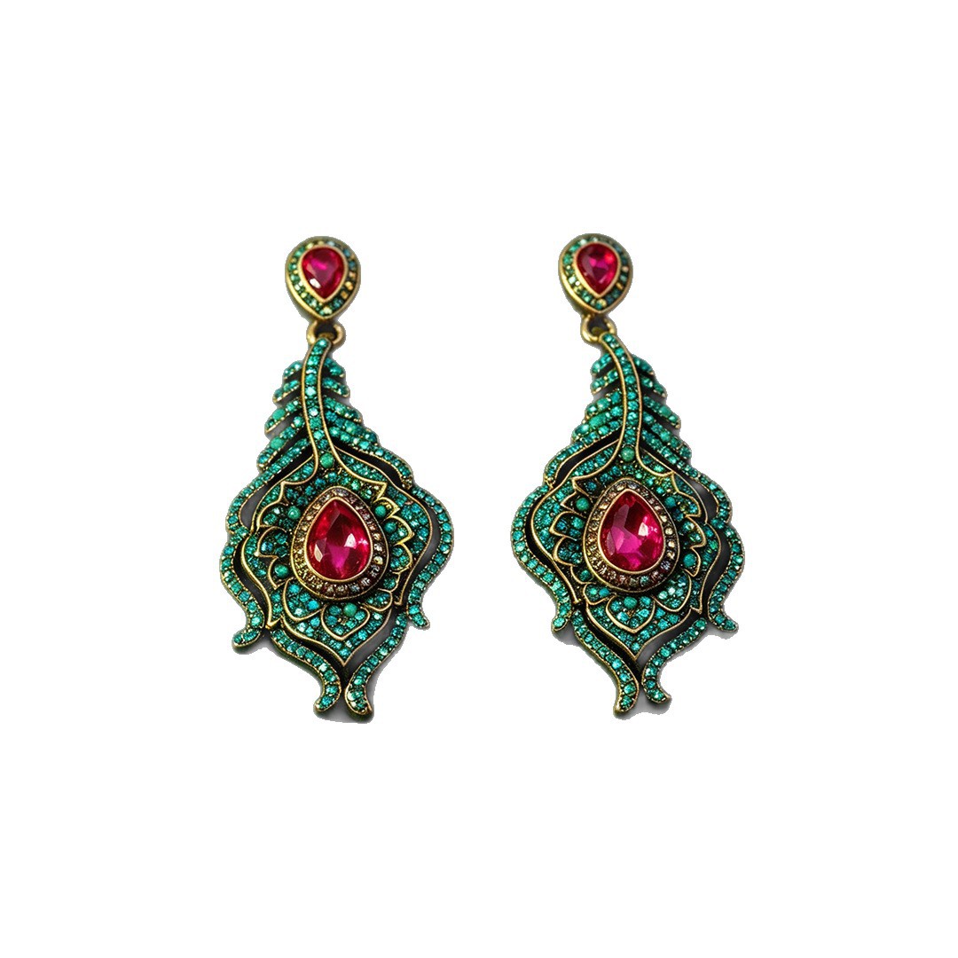 exotic colorful bohemian statement earrings