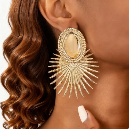 gold sunburst statement earrings