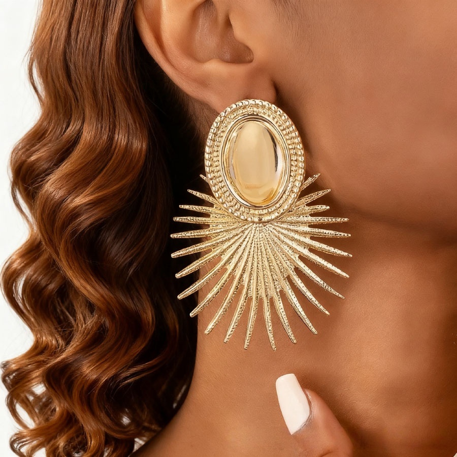 gold sunburst statement earrings