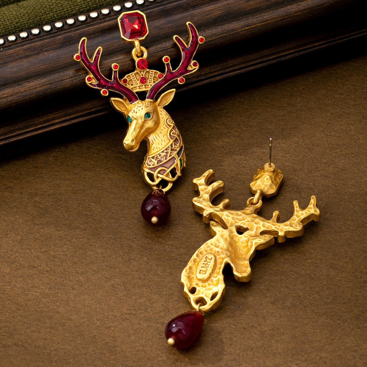 medieval style gold statement earrings