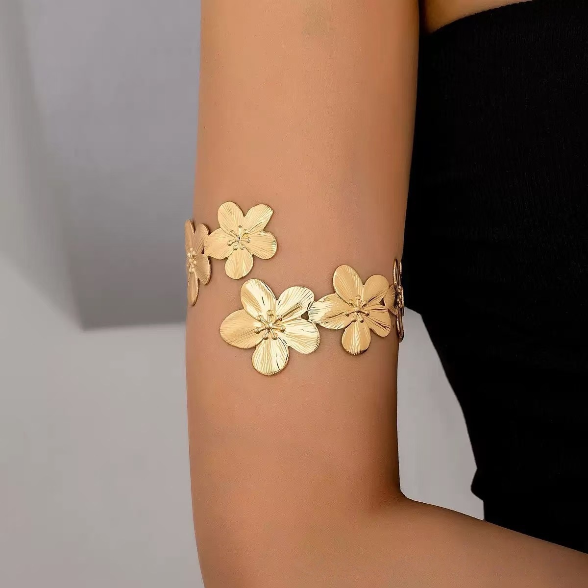 multi flower open cuff bracelet
