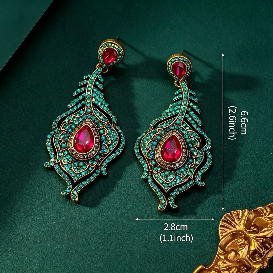 ornate boho crystal dangling earrings