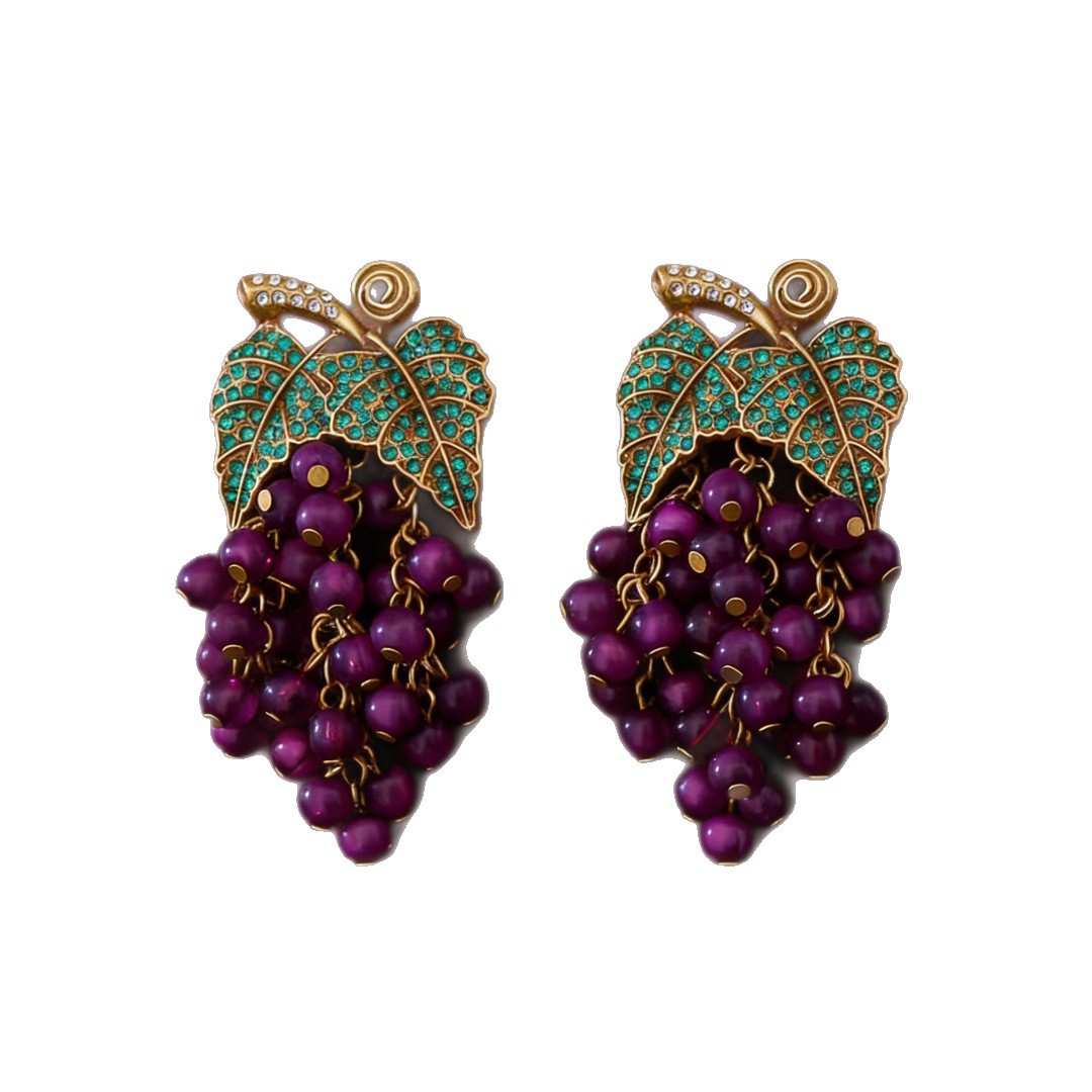 retro tassel grape dangling earrings