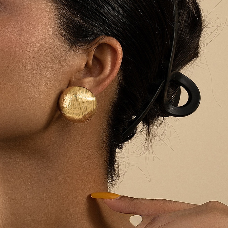 textured gold dome stud earrings