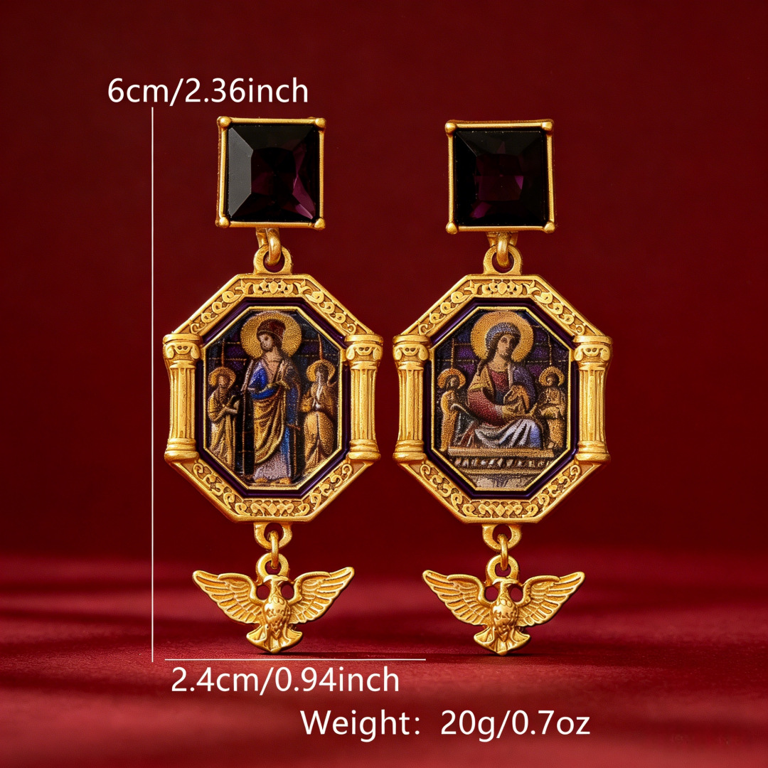 vintage historical medallion statement earrings