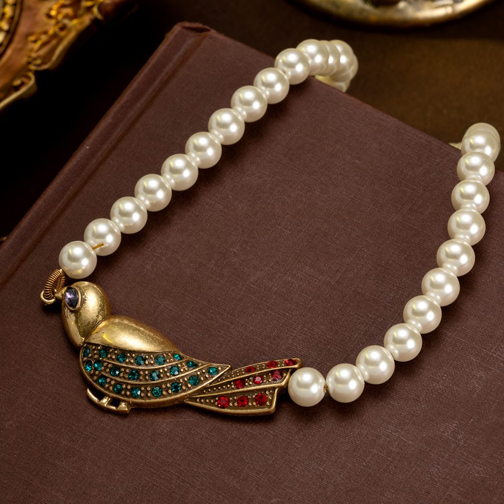 1. Vintage Bird Faux Pearl Statement Necklace.jpg
