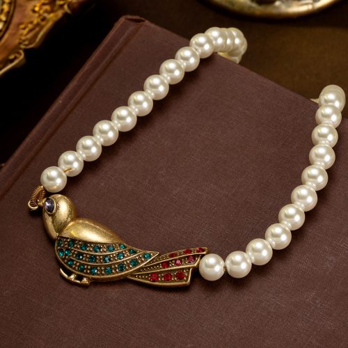 1. Vintage Bird Faux Pearl Statement Necklace.jpg