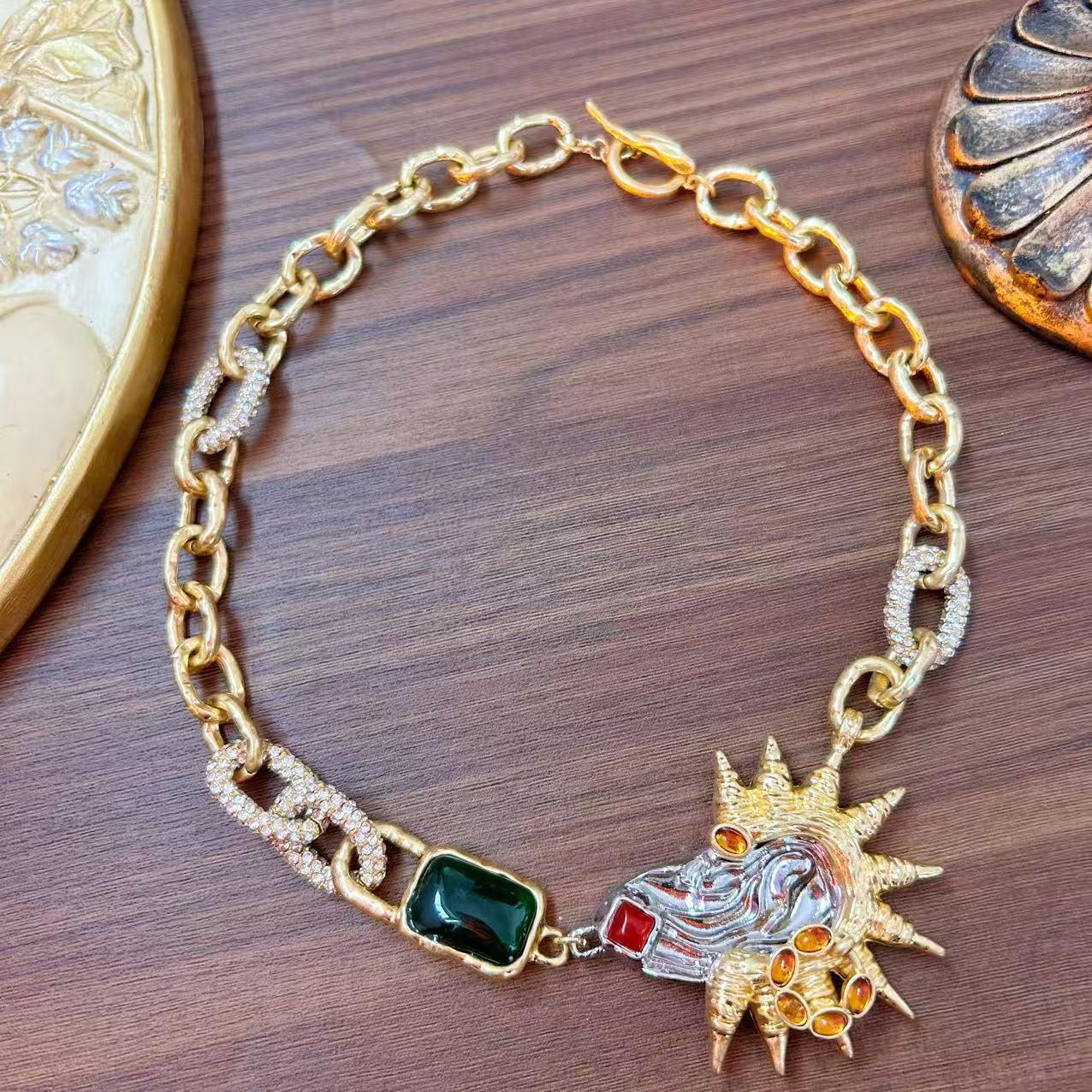 3. Vintage Multi Tone Gemstone Pendant Necklace.jpg