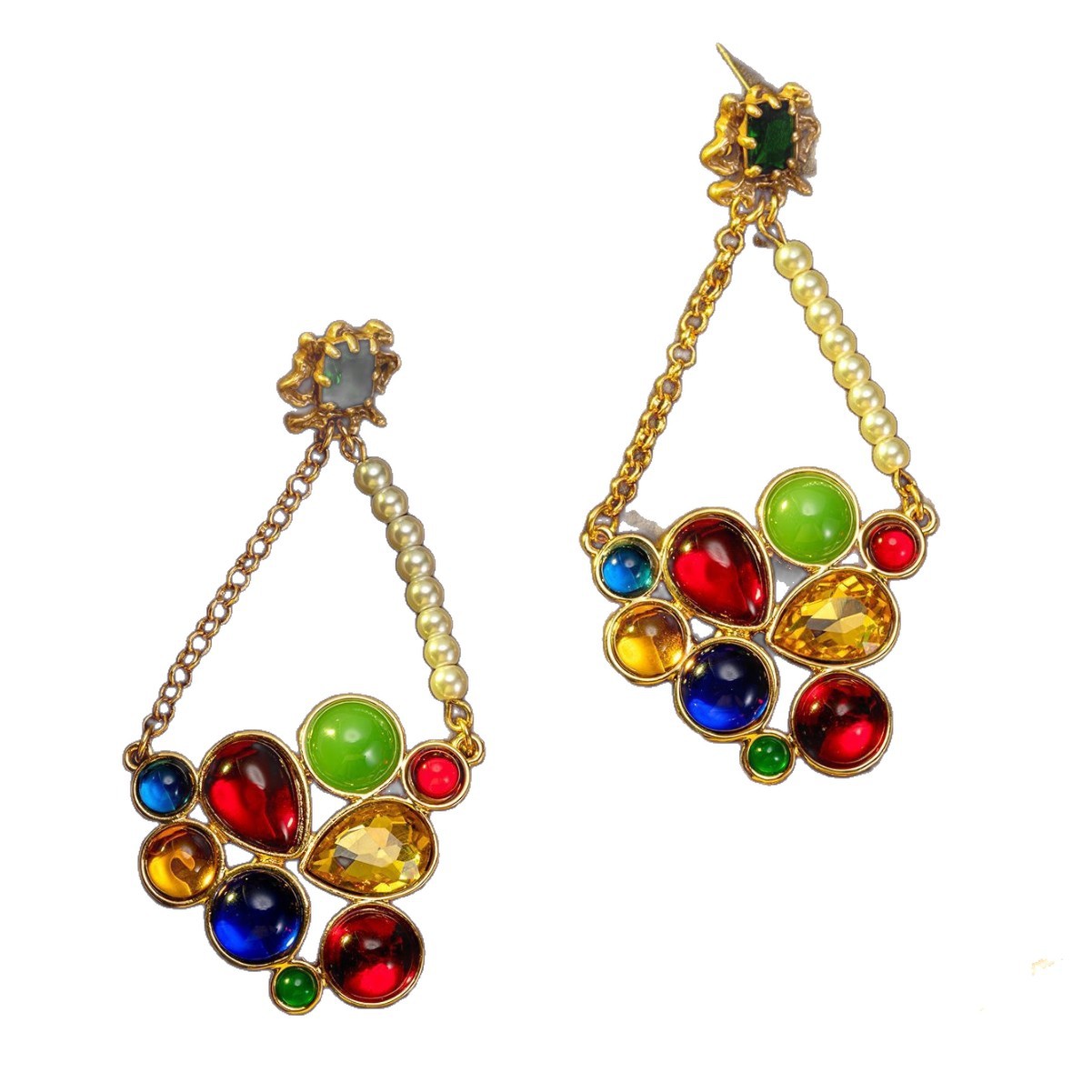 5. Royal Medieval Rainbow Stone Earrings