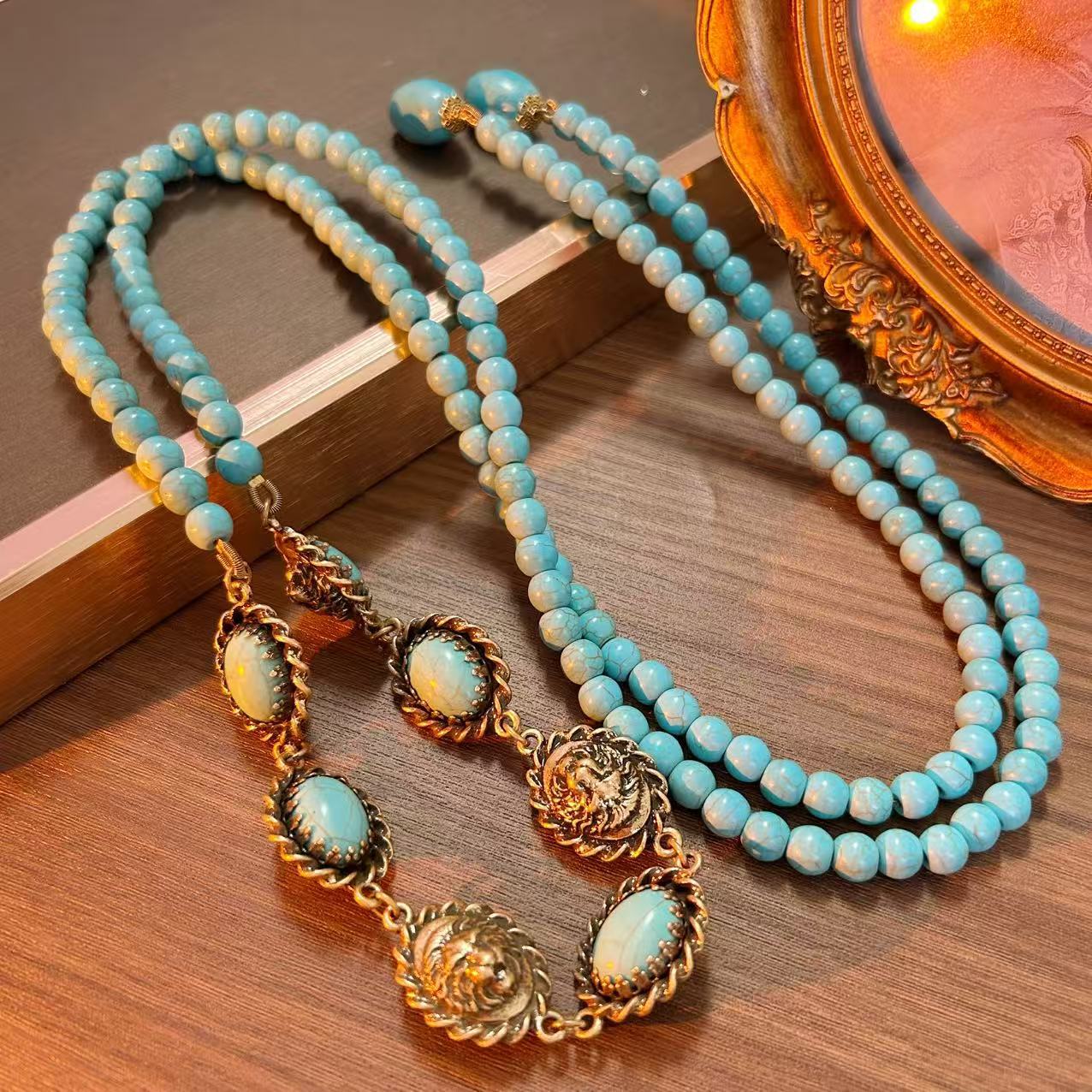 Blue Beaded Jewelry Set For Women