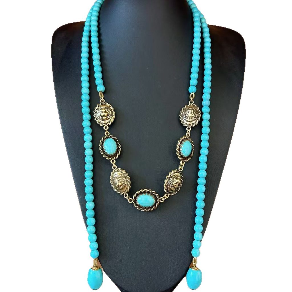 Blue Beaded Necklace Set