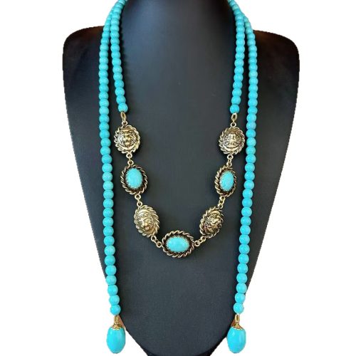 Blue Beaded Necklace Set