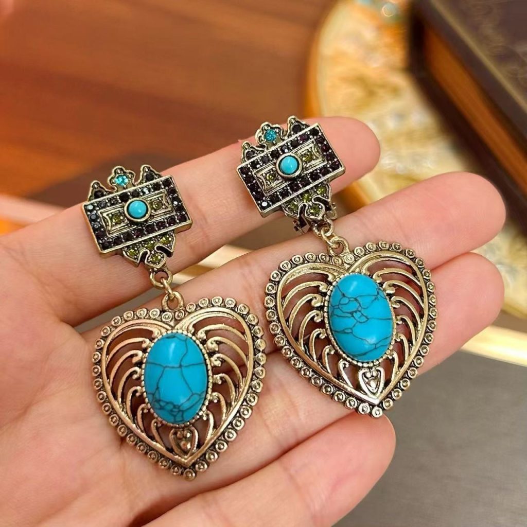 Bohemian Antique Gold Heart Drop Earrings.jpg
